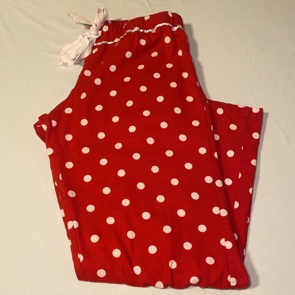 Xhilaration Women's Red and White Polka Dot Cotton Pajama Pant Size Large EUC